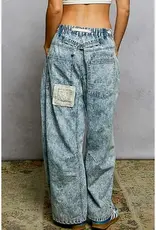 Twill Denim Patchwork Straight Jean