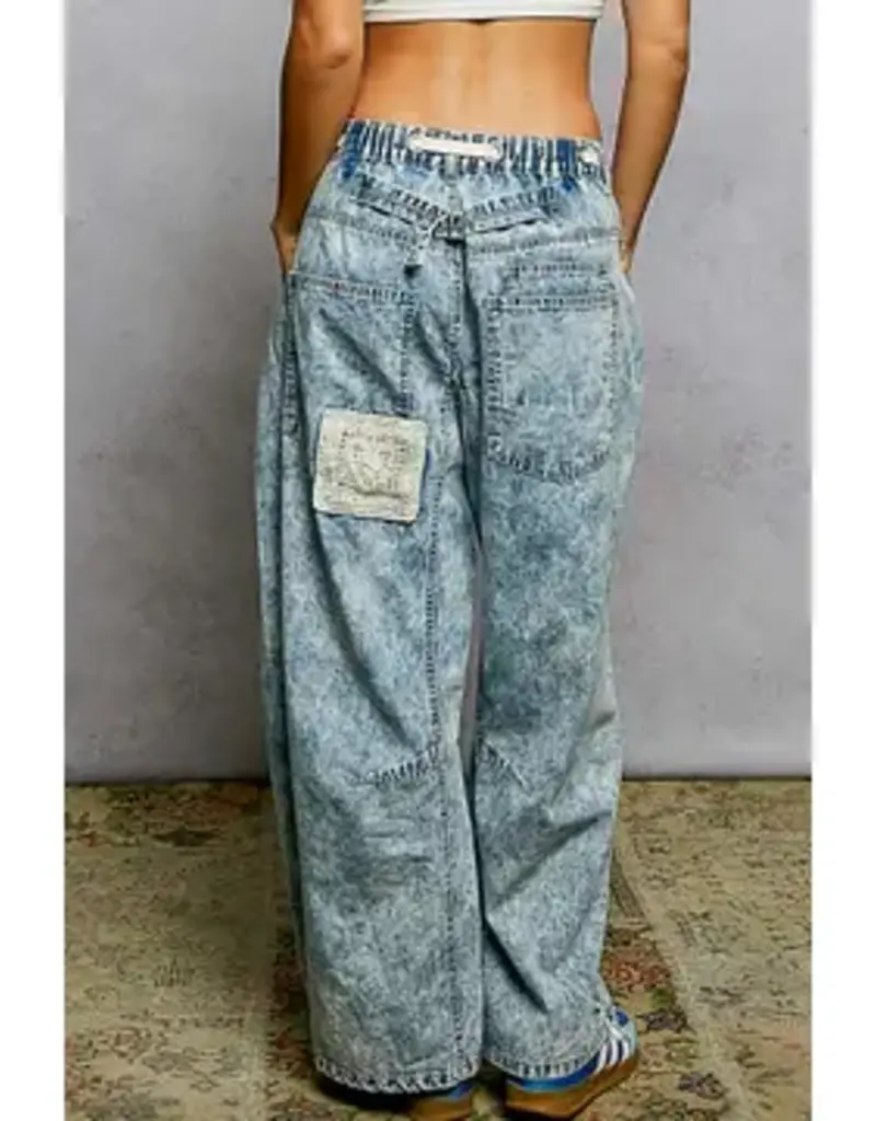 Twill Denim Patchwork Straight Jean