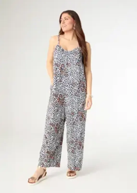 Animal Print Relaxed Romper with