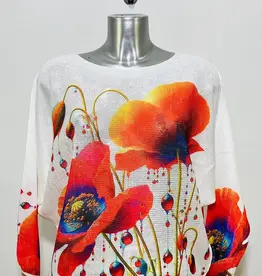 Red Poppy Floral Knit Top
