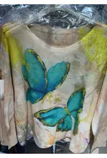 Butterfly Printed Spring 3/4 Sleeves Top