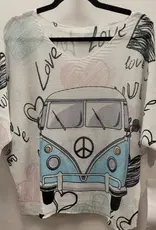 Love Van Knit Printed Top With 3/4 Sleeves