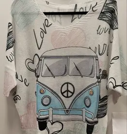 Love Van Knit Printed Top With 3/4 Sleeves