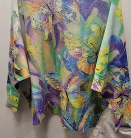 Butterfly Knit Printed Top With 3/4 Sleeves
