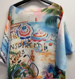 Inspire Me Printed Knit Printed Top With 3/4 Sleeves