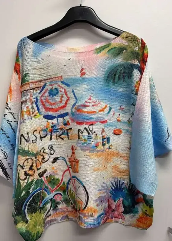 Inspire Me Printed Knit Printed Top With 3/4 Sleeves