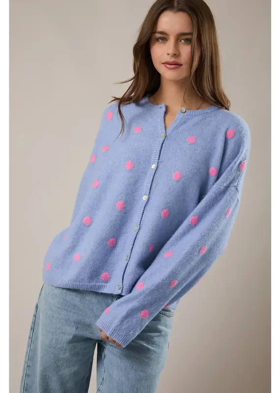 Polka Dot Button Front Cardigan