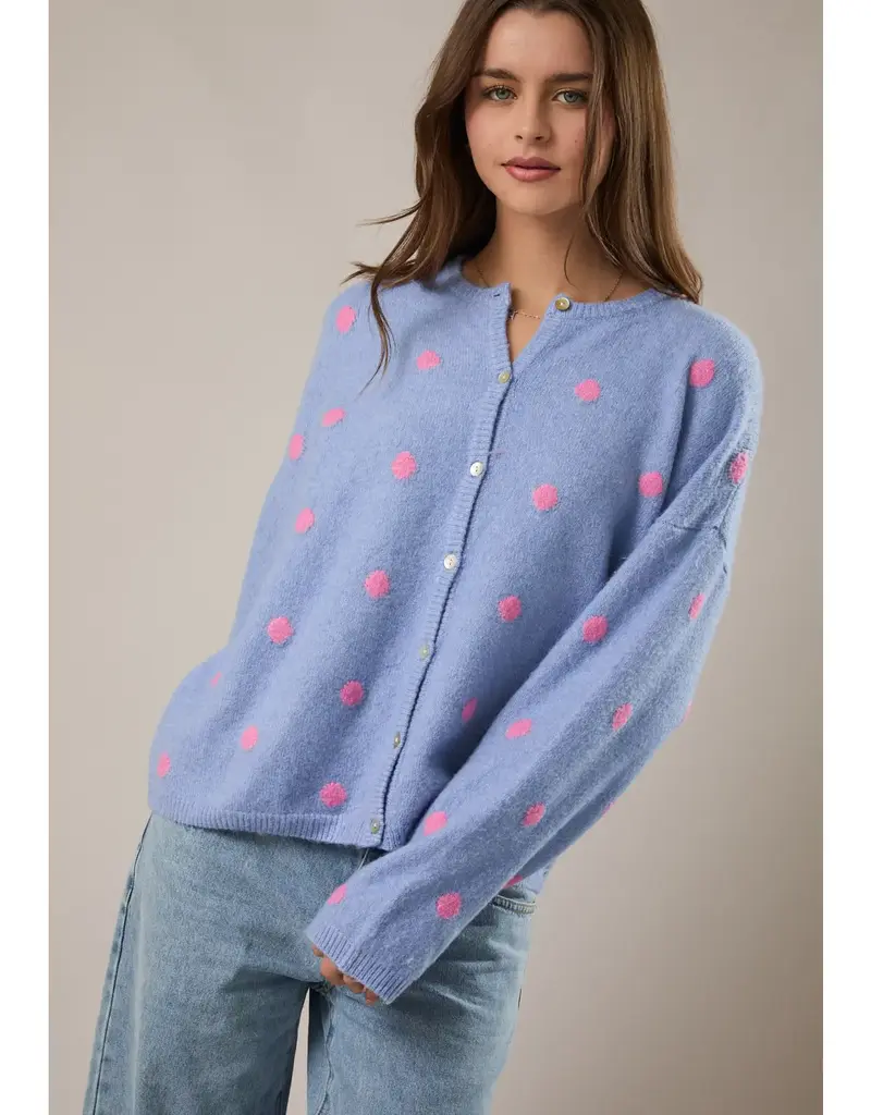 Polka Dot Button Front Cardigan