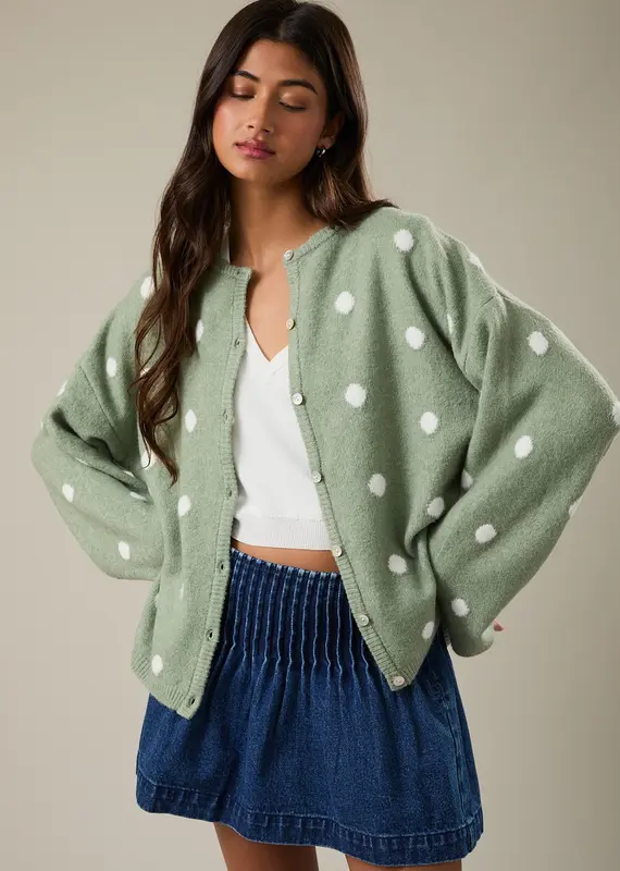 Polka Dot Button Front Cardigan