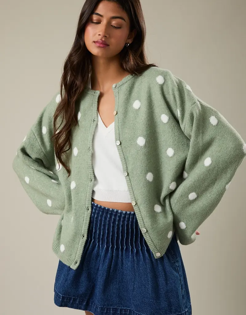 Polka Dot Button Front Cardigan