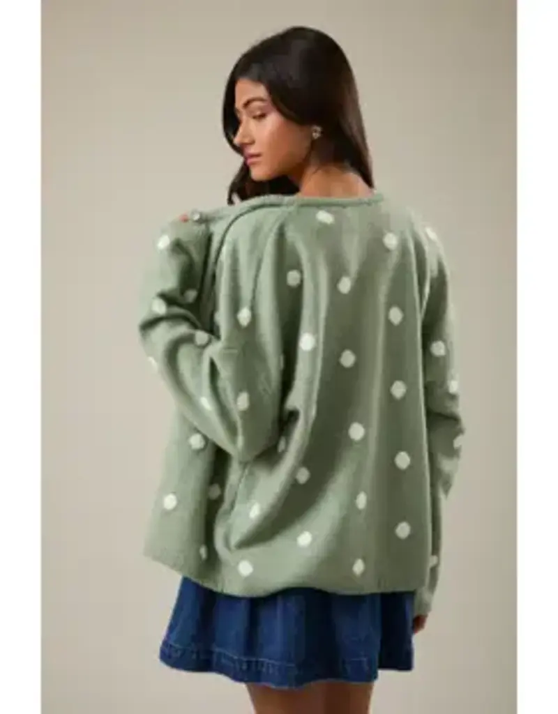 Polka Dot Button Front Cardigan