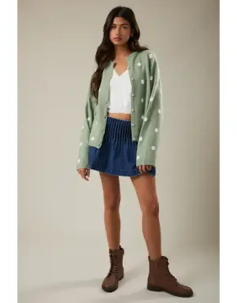 Polka Dot Button Front Cardigan