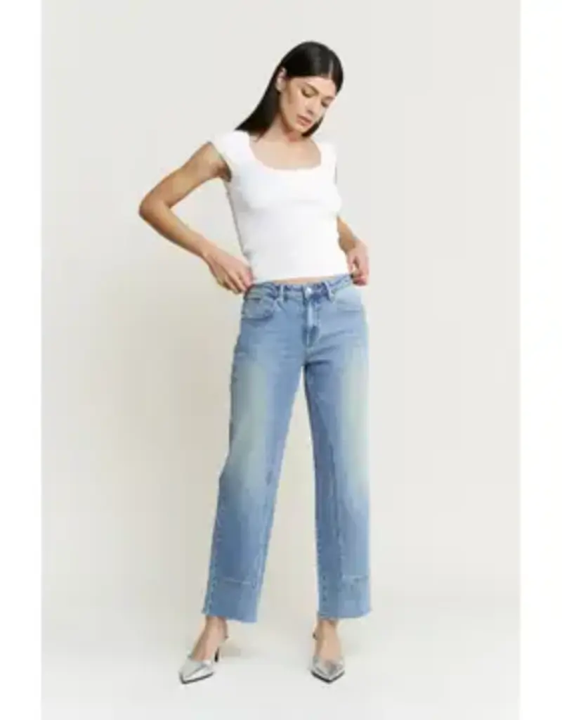 Mica High-Rise Wide Leg Raw Hem