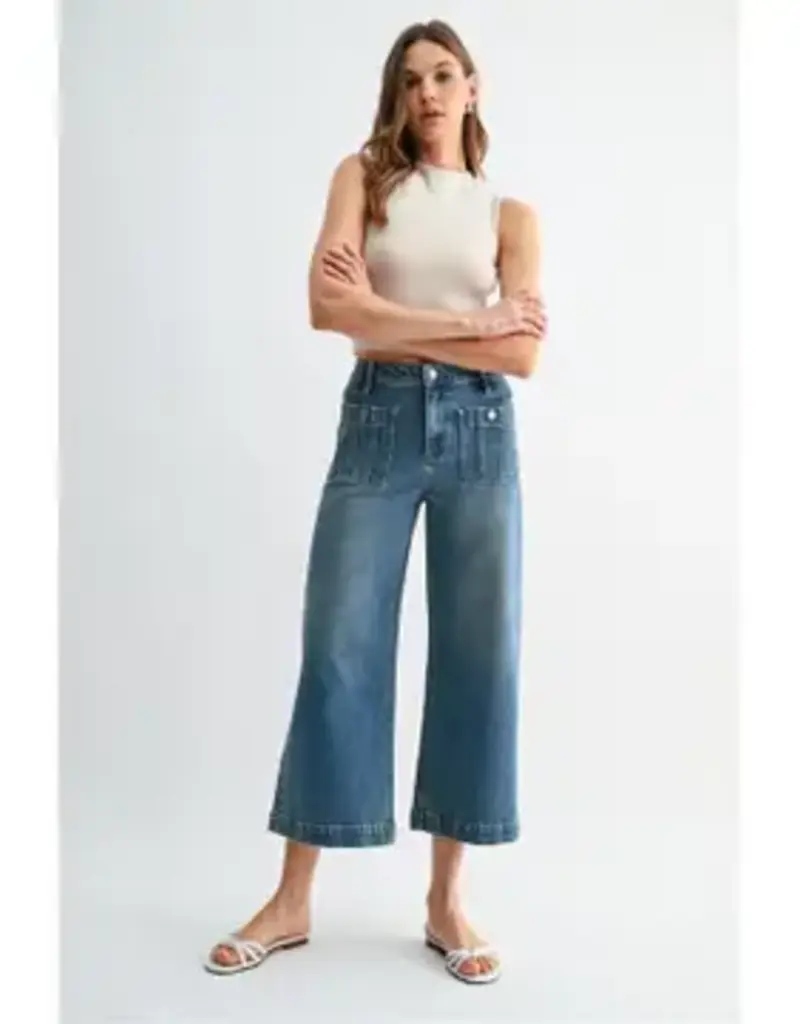 High-Rise Wide Leg Crop Trouser Hem