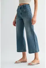 High-Rise Wide Leg Crop Trouser Hem