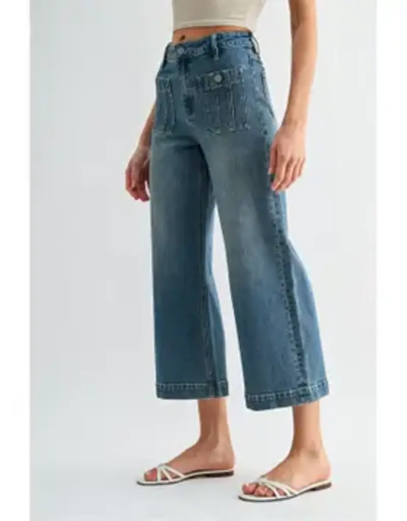 High-Rise Wide Leg Crop Trouser Hem