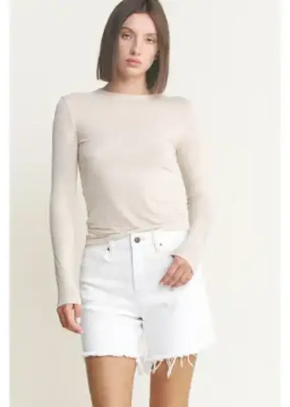 High Rise Distressed Frayed Hem Short