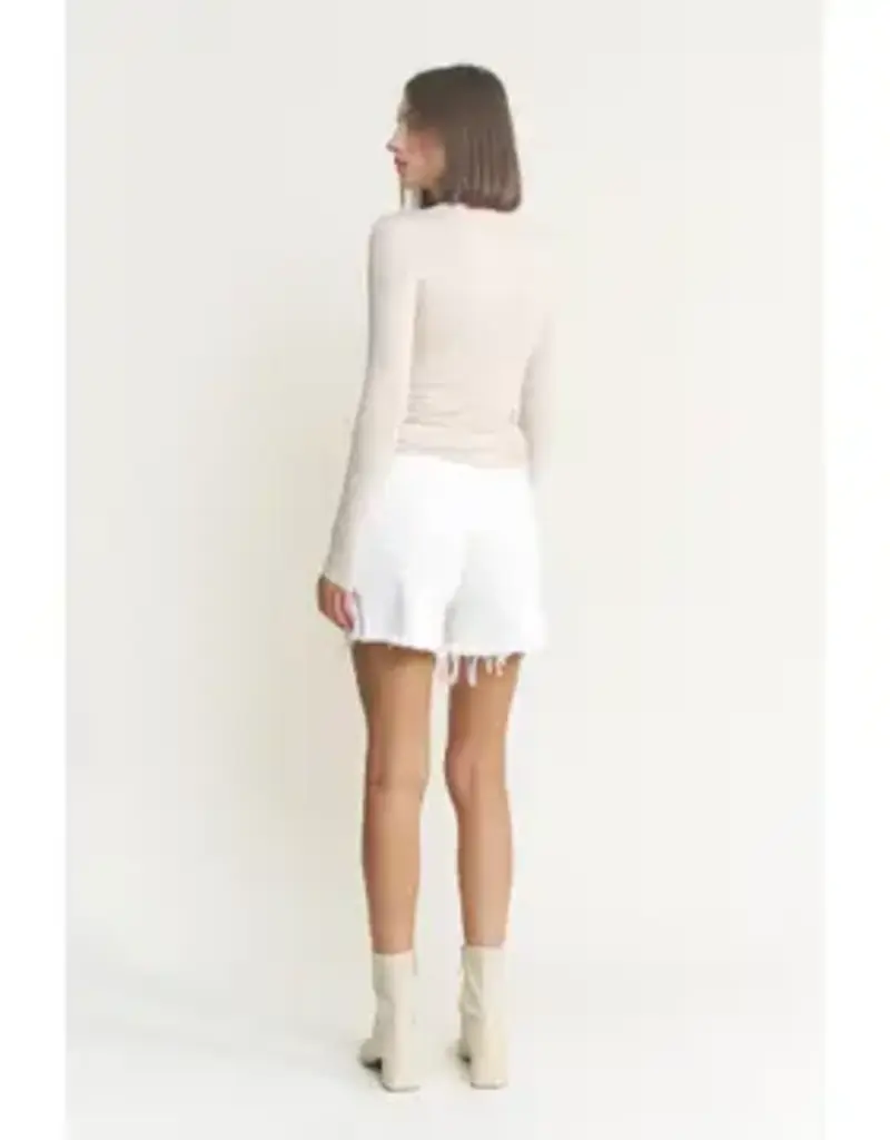 High Rise Distressed Frayed Hem Short