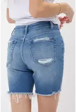 High Rise Stretch Midi Shorts - Vintage Style