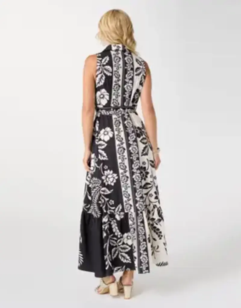 Joelle Printed Collared Maxi Dress with Tie