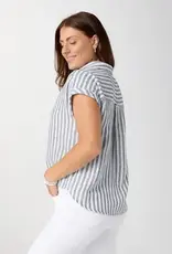 Reagan Cap Sleeve Striped Collared Top