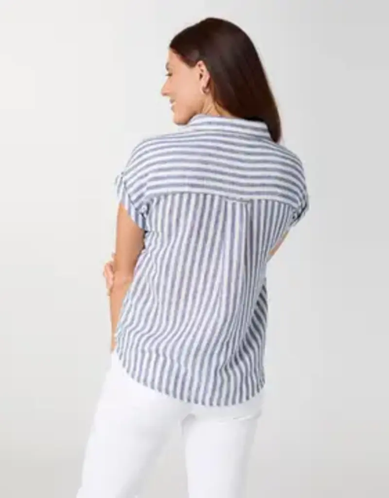 Reagan Cap Sleeve Striped Collared Top