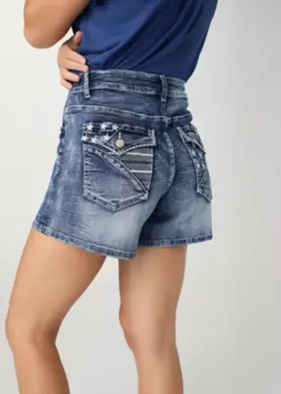 Everstretch Shorts with Stars Embroidered Back Pockets