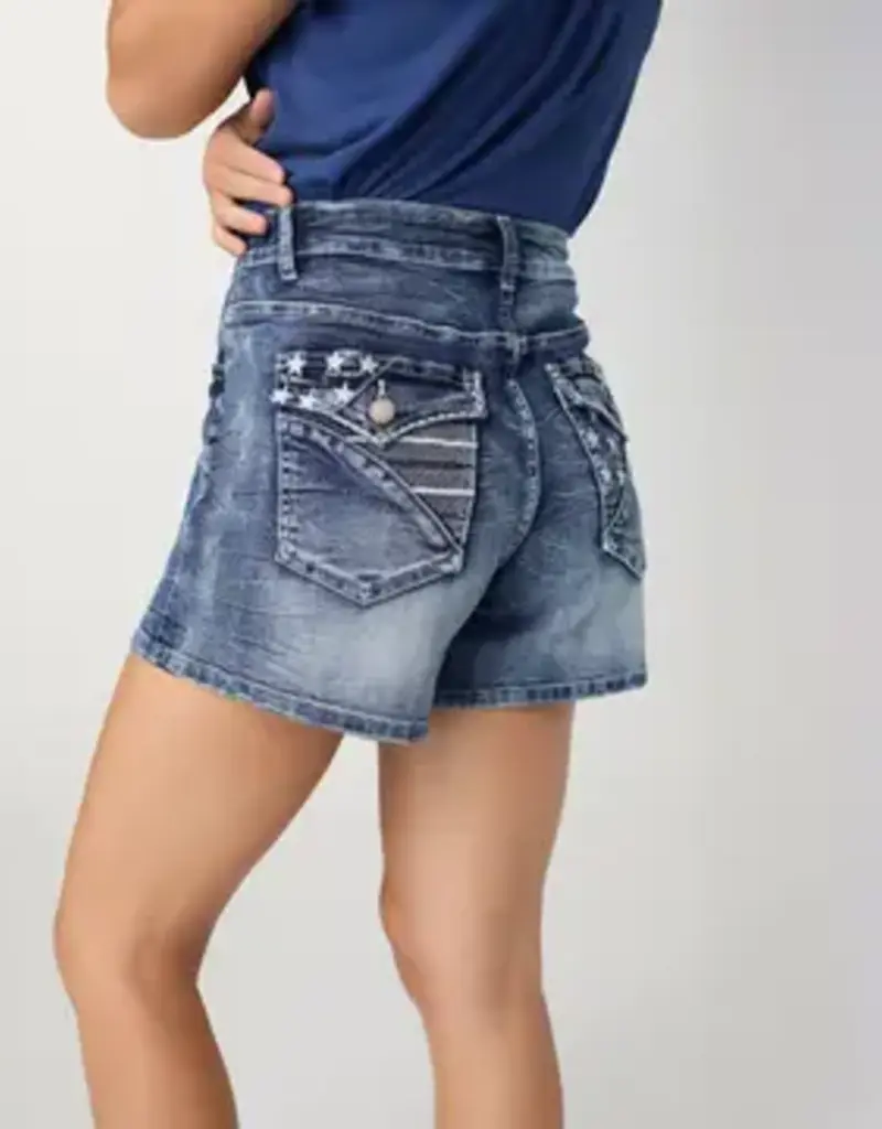 Everstretch Shorts with Stars Embroidered Back Pockets