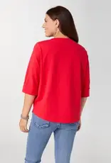 Saylor Notch Neck Elbow Sleeve Top