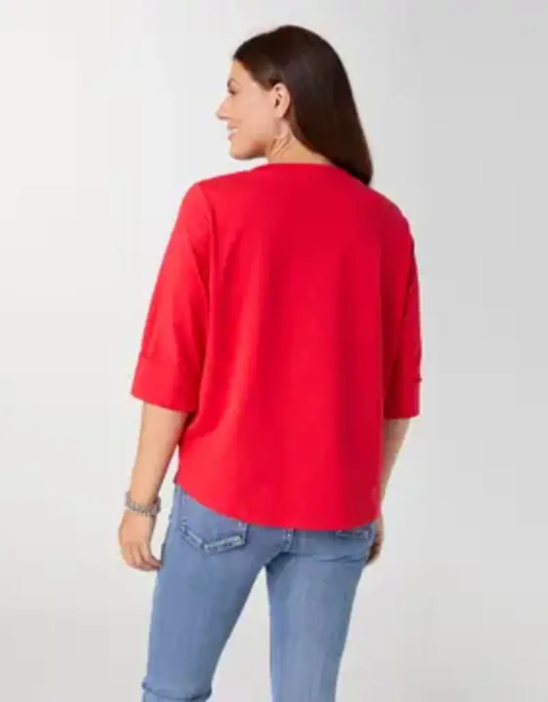 Saylor Notch Neck Elbow Sleeve Top
