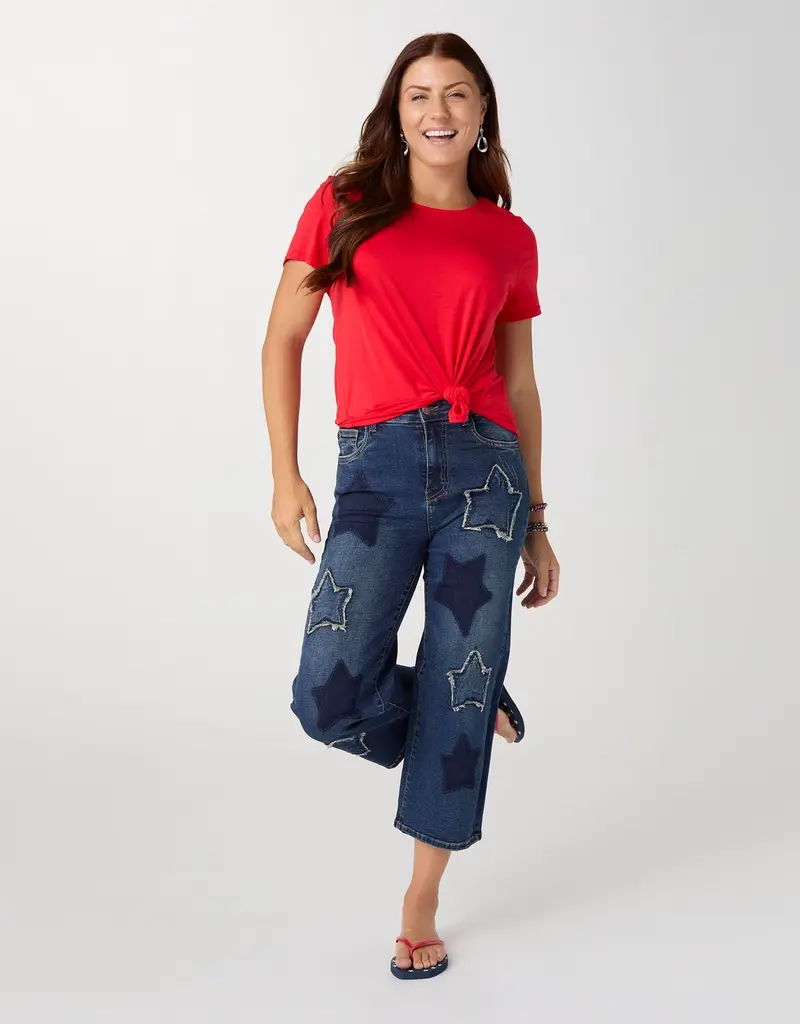 Everstretch Straight Leg Capri with Big Stars