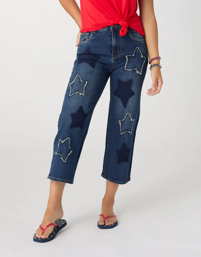 Everstretch Straight Leg Capri with Big Stars