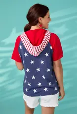 Brianna Hooded Tee with Stars & Stripes