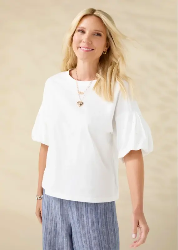 Camille Top with Pearl Puff Sleeve