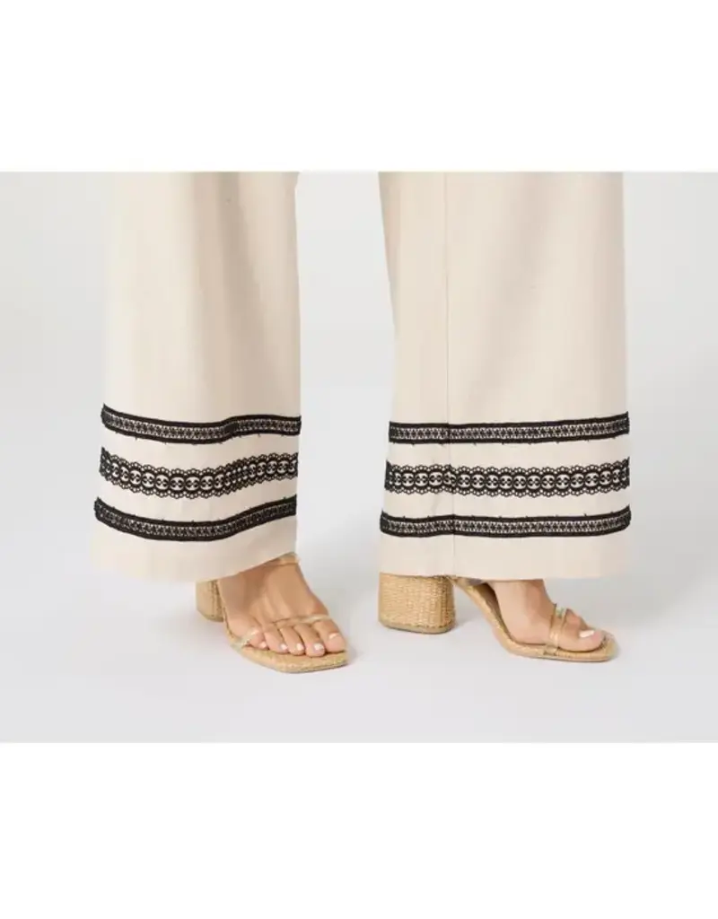 Isabelle Linen Pant with Crochet Trim