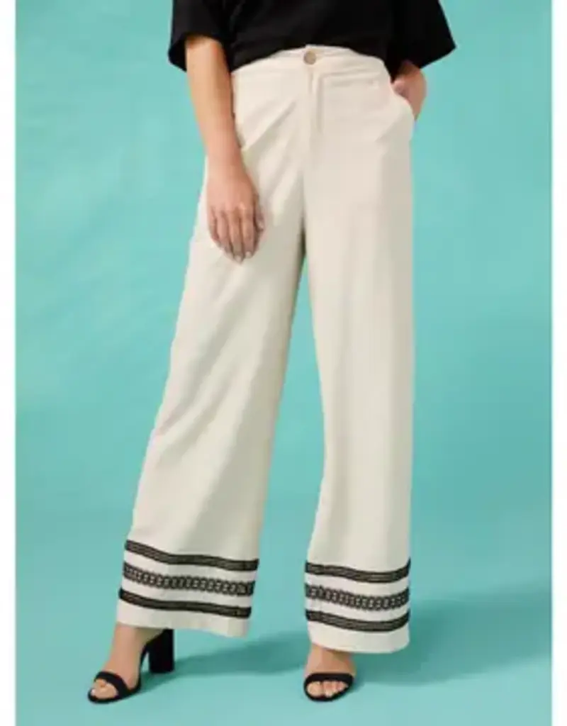 Isabelle Linen Pant with Crochet Trim