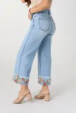 Everstretch Wide Leg Crop with Embroidered Cuff