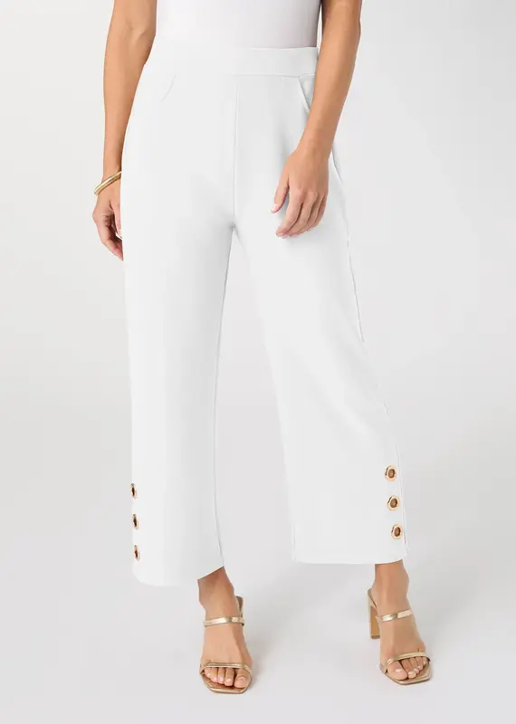 Georgie Wide Leg Crop Pant with Side Grommets