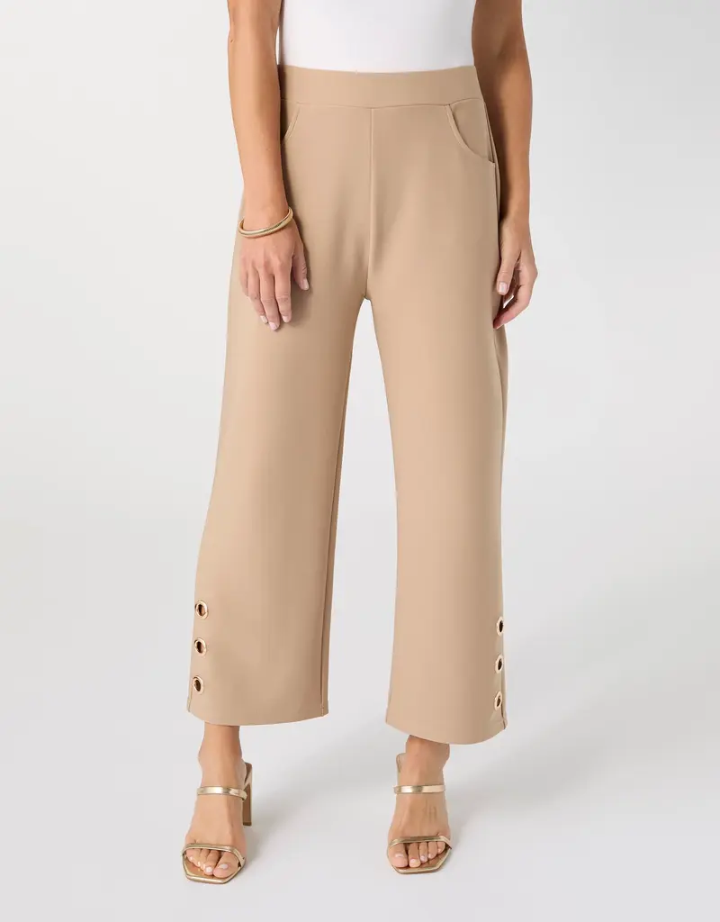 Georgie Wide Leg Crop Pant with Side Grommets