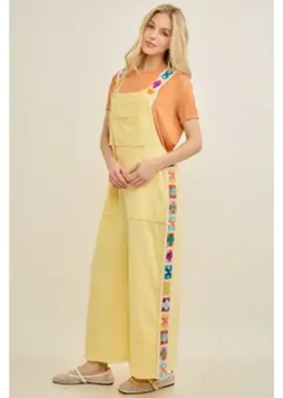 Mineral Washed Crochet Trim Jumpsuit