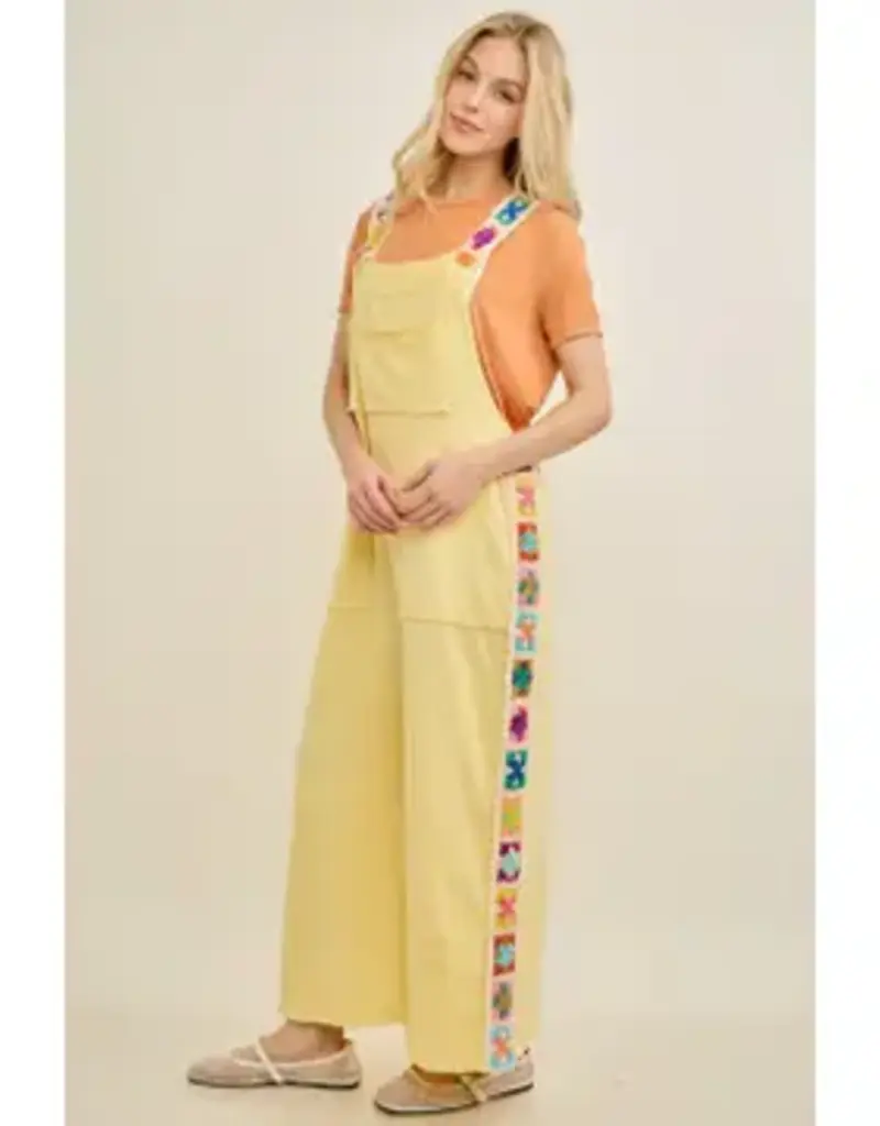 Mineral Washed Crochet Trim Jumpsuit