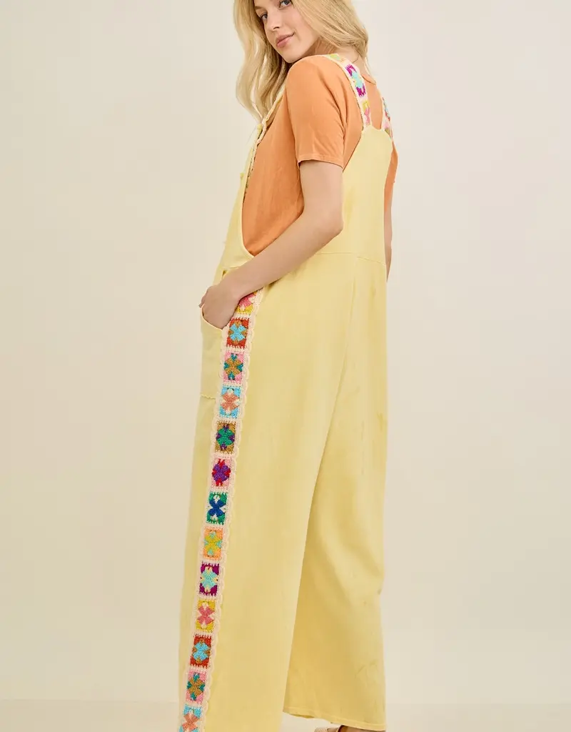 Mineral Washed Crochet Trim Jumpsuit