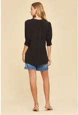 Smocked 3/4 Sleeve Lizzy Top