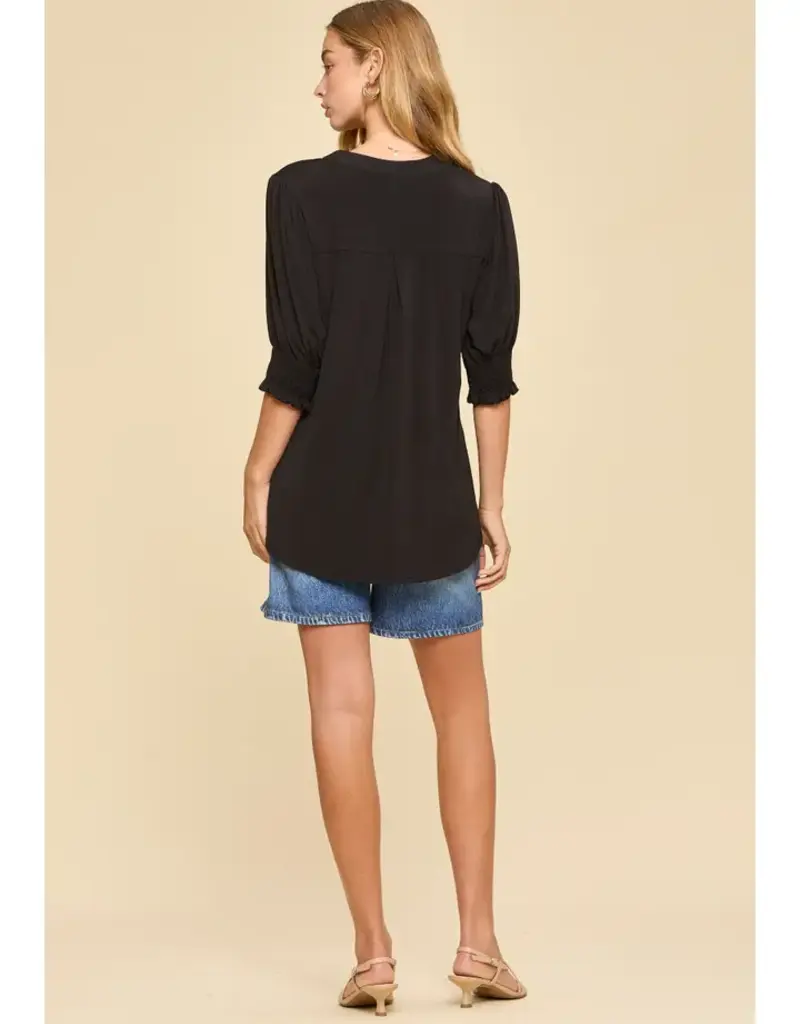 Smocked 3/4 Sleeve Lizzy Top