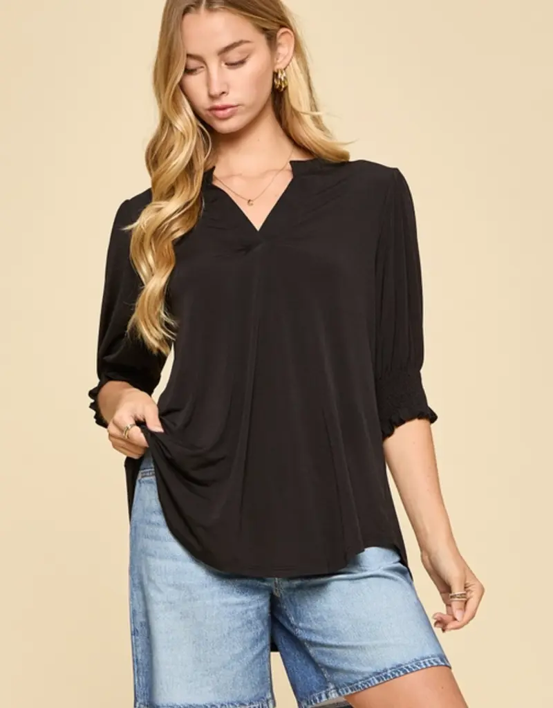 Smocked 3/4 Sleeve Lizzy Top