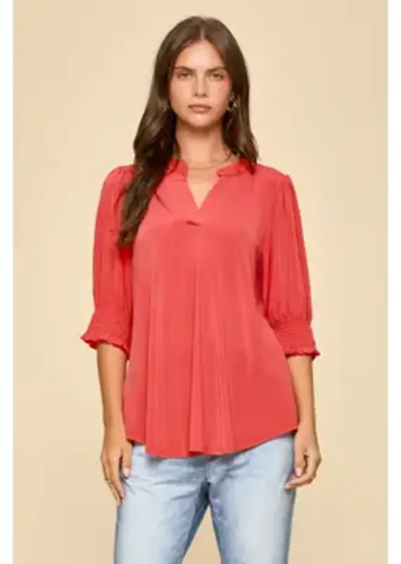 Smocked 3/4 Sleeve Lizzy Top