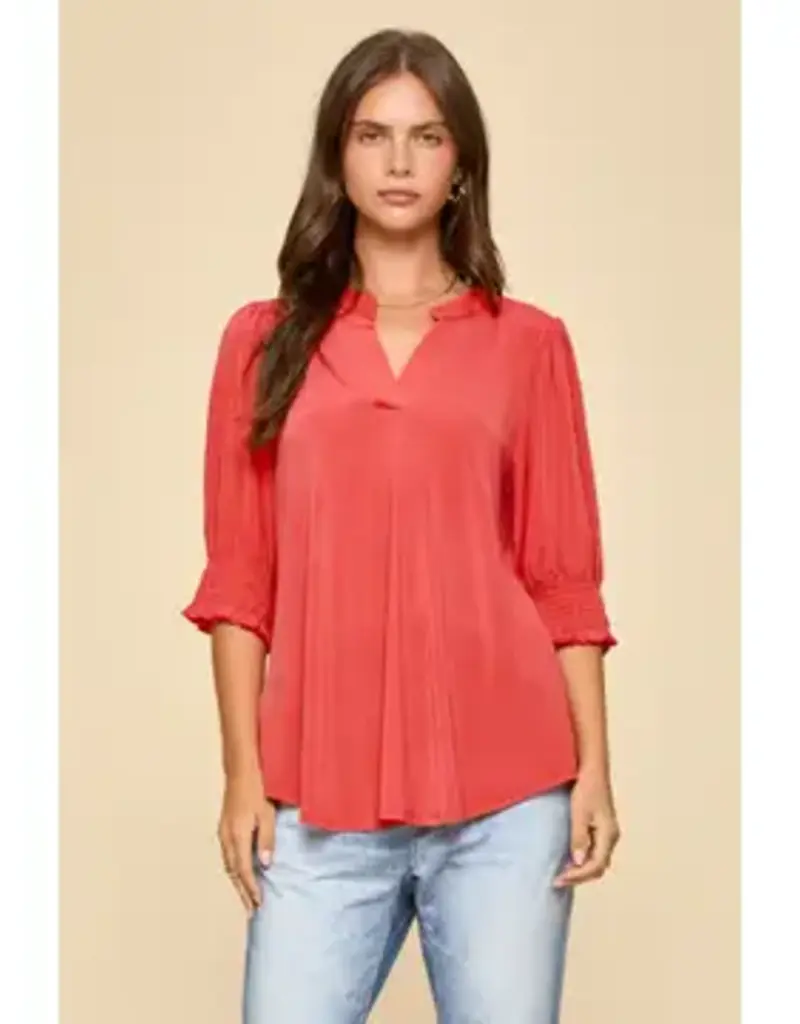 Smocked 3/4 Sleeve Lizzy Top