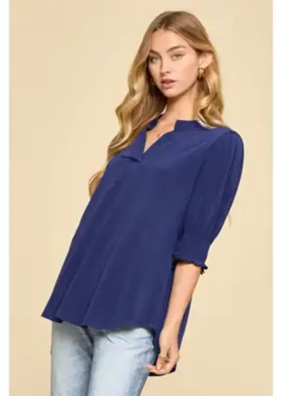 Smocked 3/4 Sleeve Lizzy Top