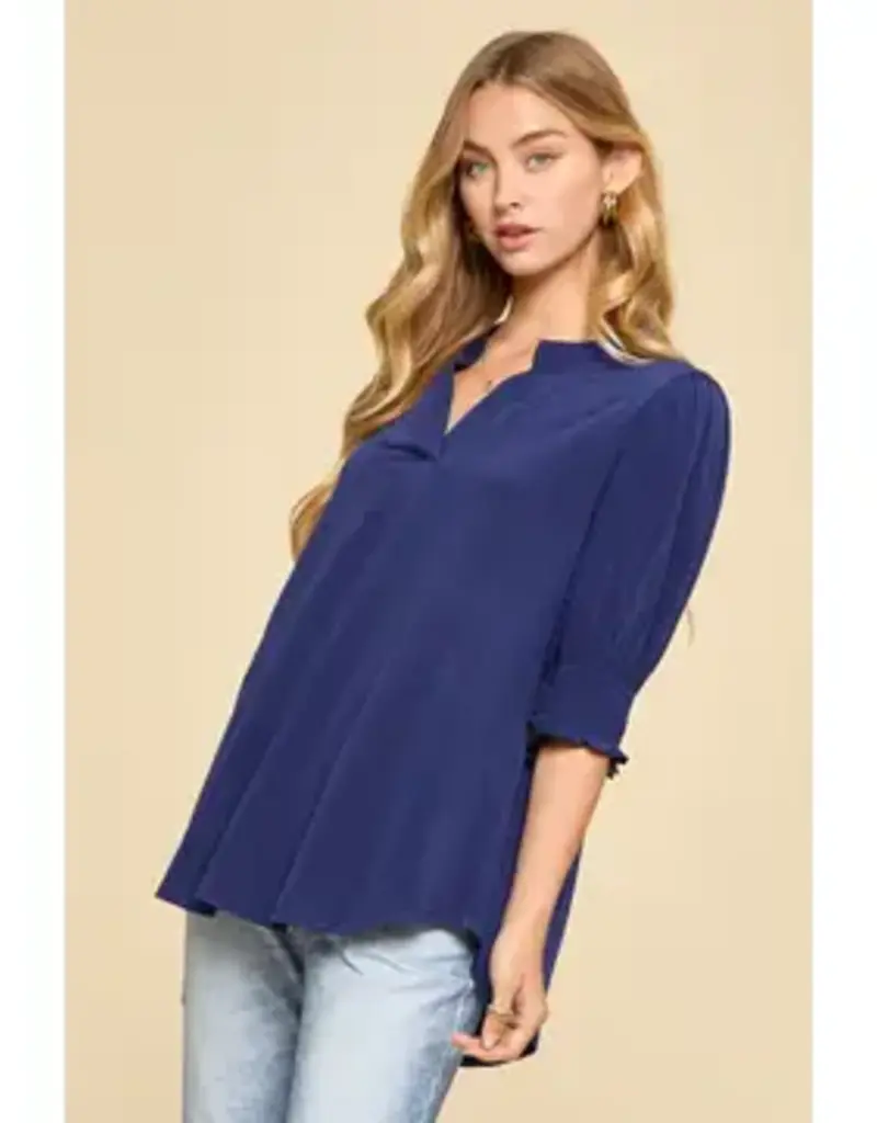 Smocked 3/4 Sleeve Lizzy Top