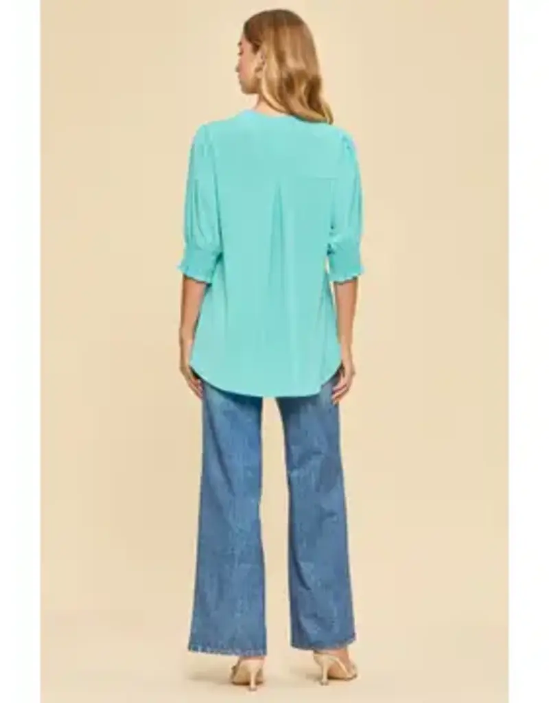 Smocked 3/4 Sleeve Lizzy Top